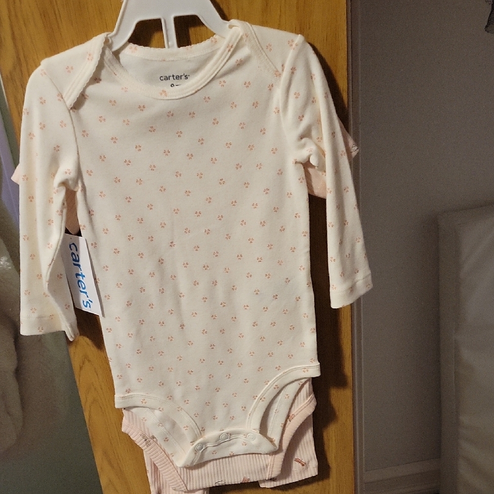 Carter's White and Pink Dragonfly Patterned Bodysuit Set